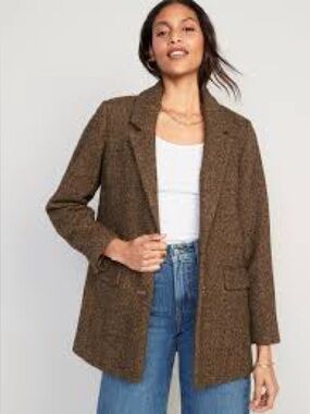 Old Navy Brown Herringbone Blazer